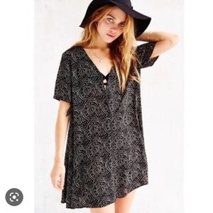 ANTHROPOLOGIE STARING AT STARS BUTTON DOWN DRESS SWIRL PRINT 90s INSPIRED